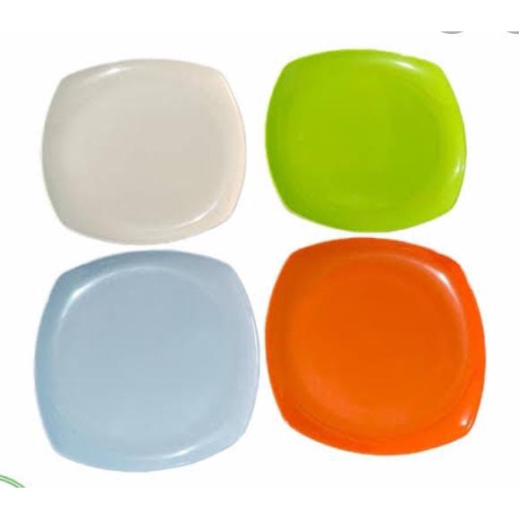 piring makan melamine  persegi 12 pcs/1 lusin warna random