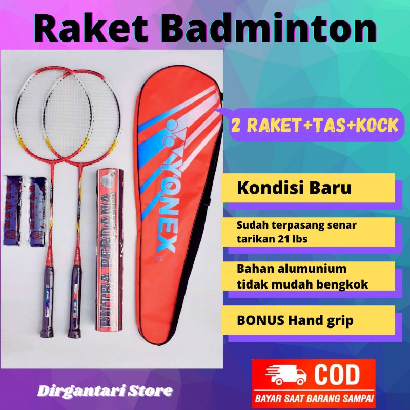 Raket Badminton Bulutangkis Racket Badminton Bulu Tangkis Murah Berkualitas Bonus Hand Grip