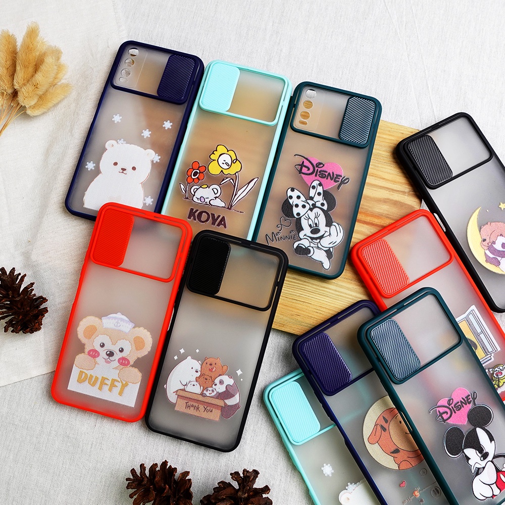 CASE SLIDE KARAKTER XIAOMI REDMI 9  9T 9A 9C 10 X3 M3 NOTE 10 10PRO 9PRO 8PRO M110T RUBBER GAMBAR