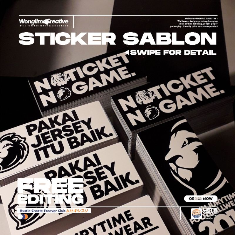 

STICKER SABLON/STICKER CUSTOM/STICKER LABEL MAKANAN/STICKER BUMBU/STICKER KIRIM/STICKER BAJU/STICKER PRINT/STICKER BRAND/STICKER MINUMAN/STICKER CLOTHING/STICKER ONLINE SHOP