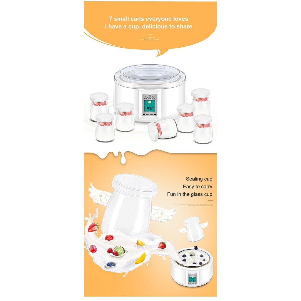 Automatic Electric Yogurt Maker Machine with 7 Cups - 1.5L Capacity