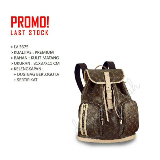 TAS BATAM IMPORT LV BAG RANSEL WANITA 3675 RANSEL MONOGRAM CEWE KEREN KULIT MATANG PREMIUM DUSTY