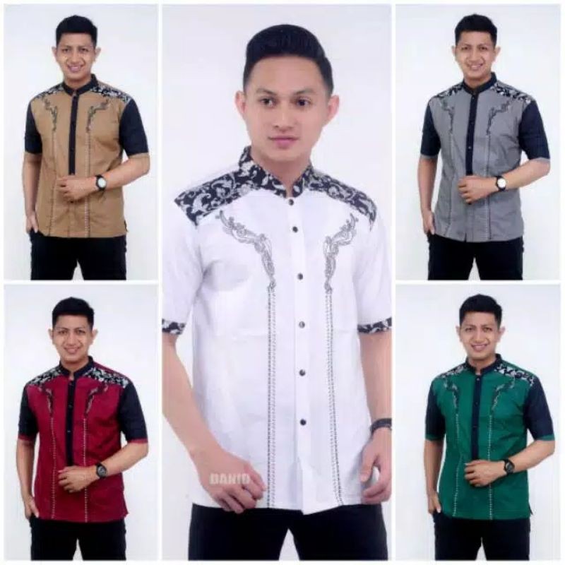 Baju koko pria Baju Koko Muslim Baju Koko Kombinasi Batik Lengan pendek TERLARIS lebaran 2022