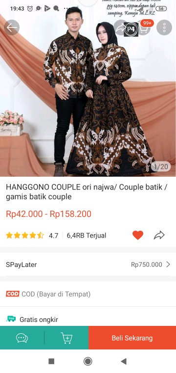 Hanggono Couple Ori Najwa/ Couple Batik / Gamis Batik Couple