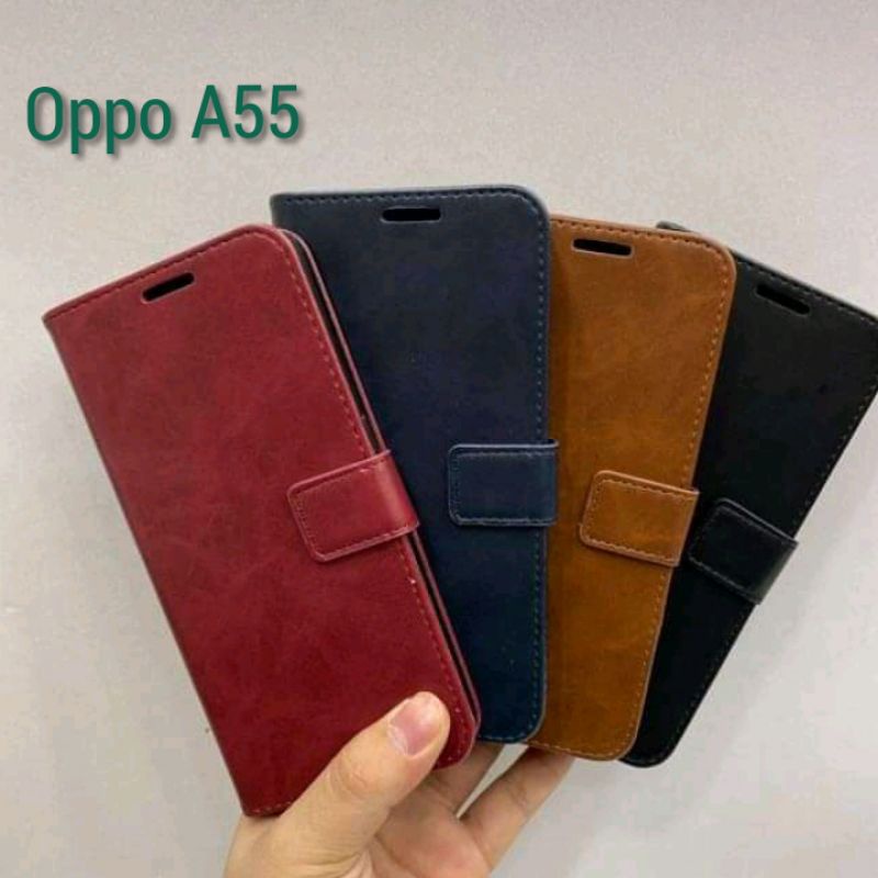 FLIP CASE DONPET KULIT POLOS OPPO A55