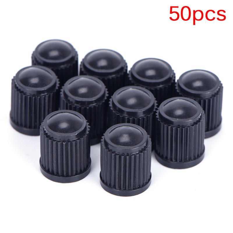 {LUCKID}50 x Black Plastic Car Truck Auto Wheels Tire Valve Stem Cap Lid Air Dust Cover