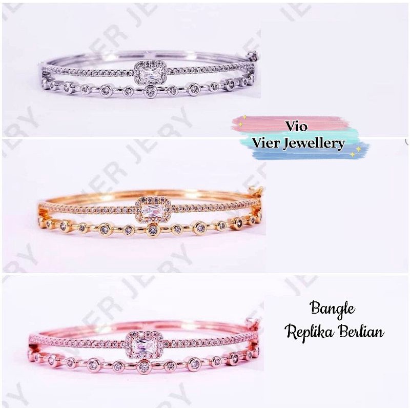 Gelang Bangle (Vier) Love Replika Berlian / Lapis Emas
