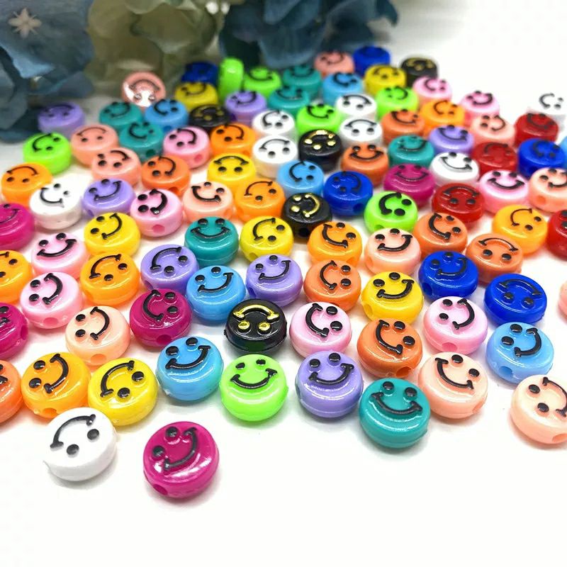 [ 35pcs] Manik Manik Smile Emoji Mute Senyum Bahan Membuat Gelang Bahan Meronce