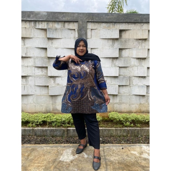 TUNIK JUMBO BIGSIZE 3L 4L 5L XXXXXL LD 120 130 140 LENGAN BELAH VARIASI TALI PITA BATIK MOTIF B SERIES MODERN MURAH