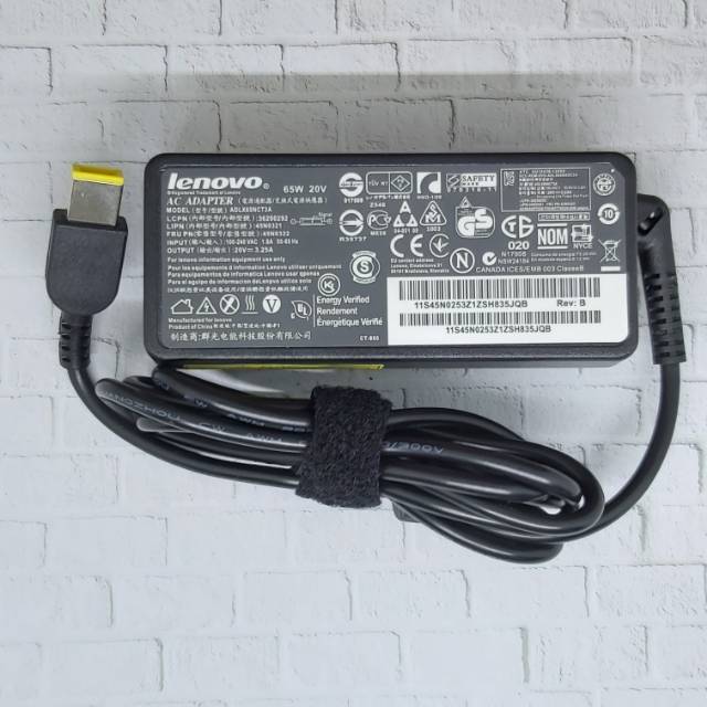 Adaptor charger original lenovo 20v 3.25a plug Usb