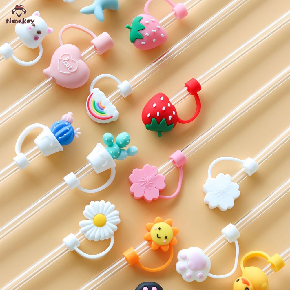 【TK】Cute Cartoon Straw Silicone Plug Resuable Anti-Dust Cap for Straws Glass Straw Stainless Steel Staw Tips Bottle Accessories