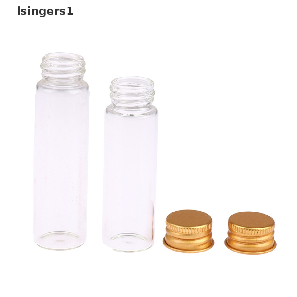 (lsingers1) 10pcs Botol Kaca Kecil 5 / 7 / 10 / 14 / 18 / 20ML Dengan Tutup