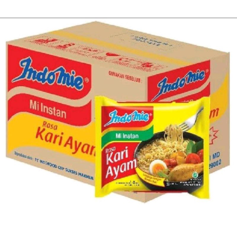 

Indomie kuah kari ayam 1 dus isi 40 bungkus