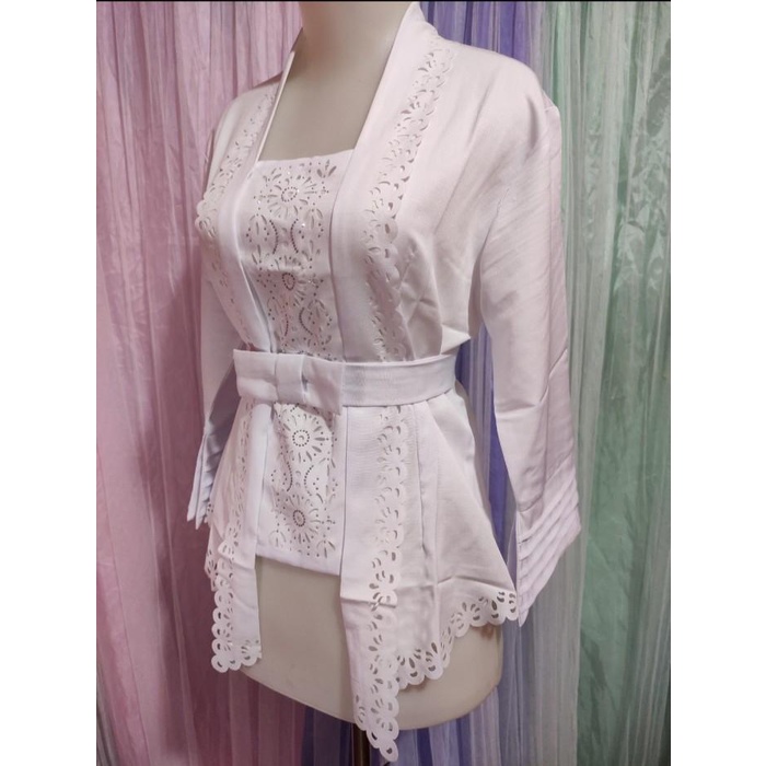 Abay | Atasan Kebaya Kutubaru Putih Cerah Jumbo / Kebaya Akad Nikah Mewah