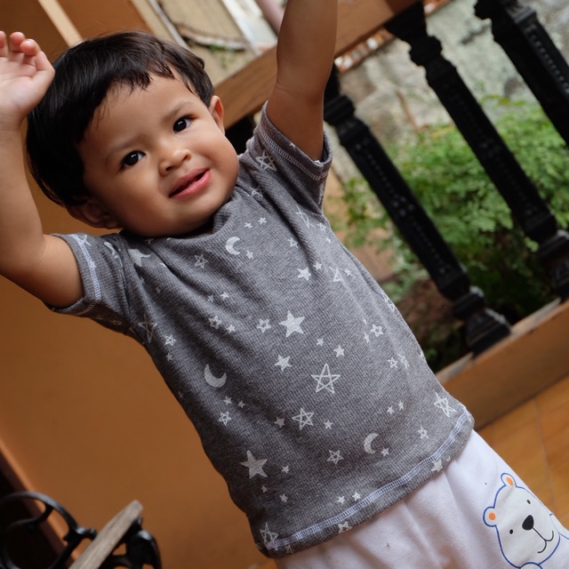 KAOS ANAK LAKI LAKI ADEM KAOS HARIAN BAHAN BABY TERRY MURAH MOON AND STAR