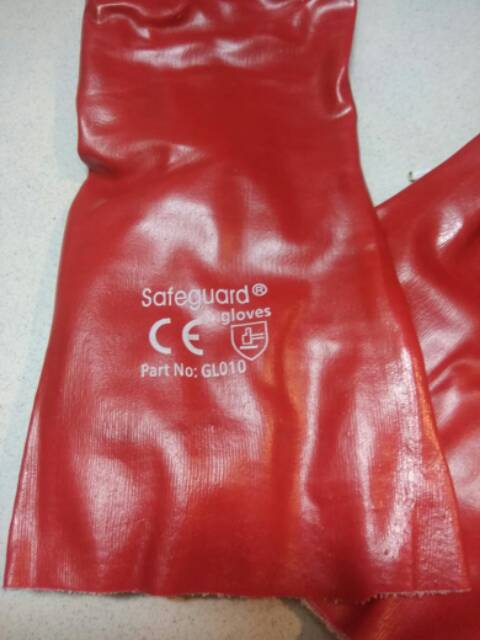 Sarung Tangan PVC 16 Inc Merah Tahan Panas Kimia Safety Gloves safeguard