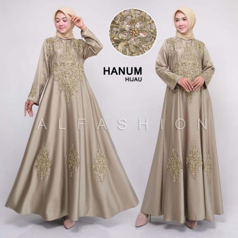 Baju / Gamis Brokat Satin Bordir Bunga Timbul // Hanum // Dress / Gamis Brokat Terbaru