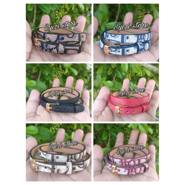 Gelang sabuk lilit 8mm/gelang sabuk kulit motif lebar 8mm/gelang sabuk titanium