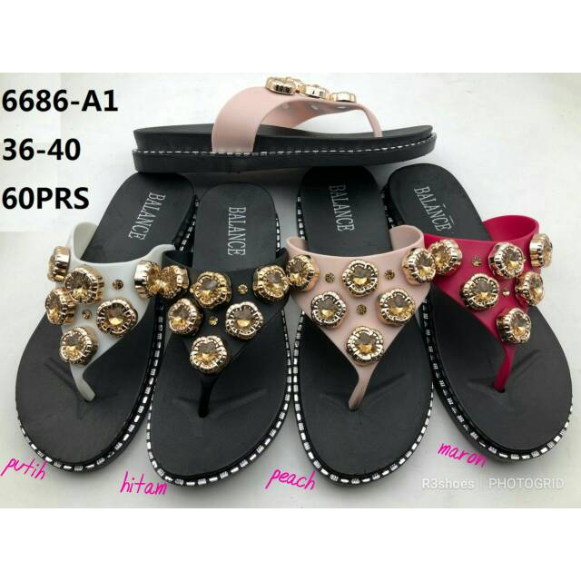 Sandal wanita flip bunga YH6686 2019