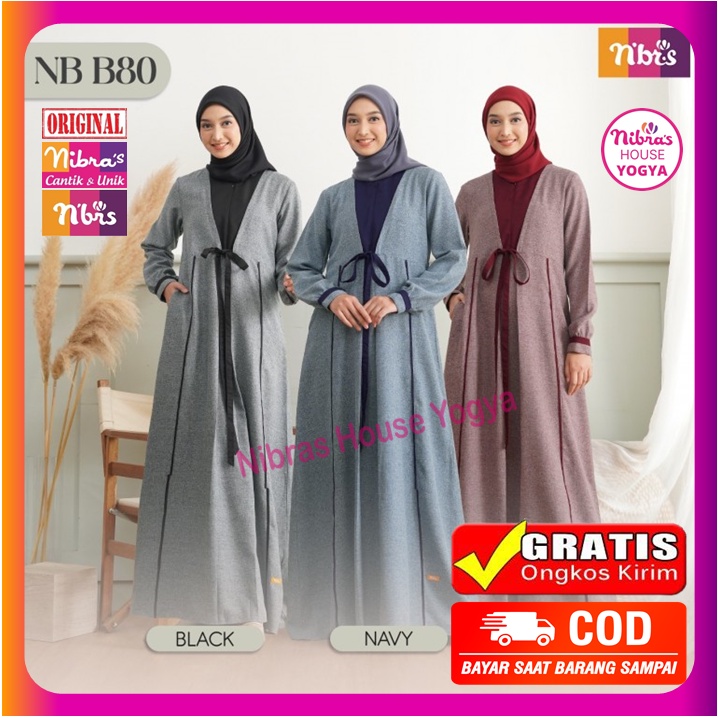 Nibras Gamis Terbaru 2022 Dewasa Nbrs Promo Sale Sale Diskon Jumbo NB B80 Navy Maroon Hitam