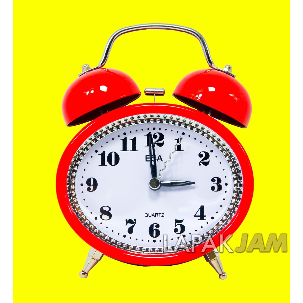 JAM WEKER ALARM KRING & MELODY WARNA MERAH BIRU HIASAN DINDING GARANSI FREE RETURN 2840