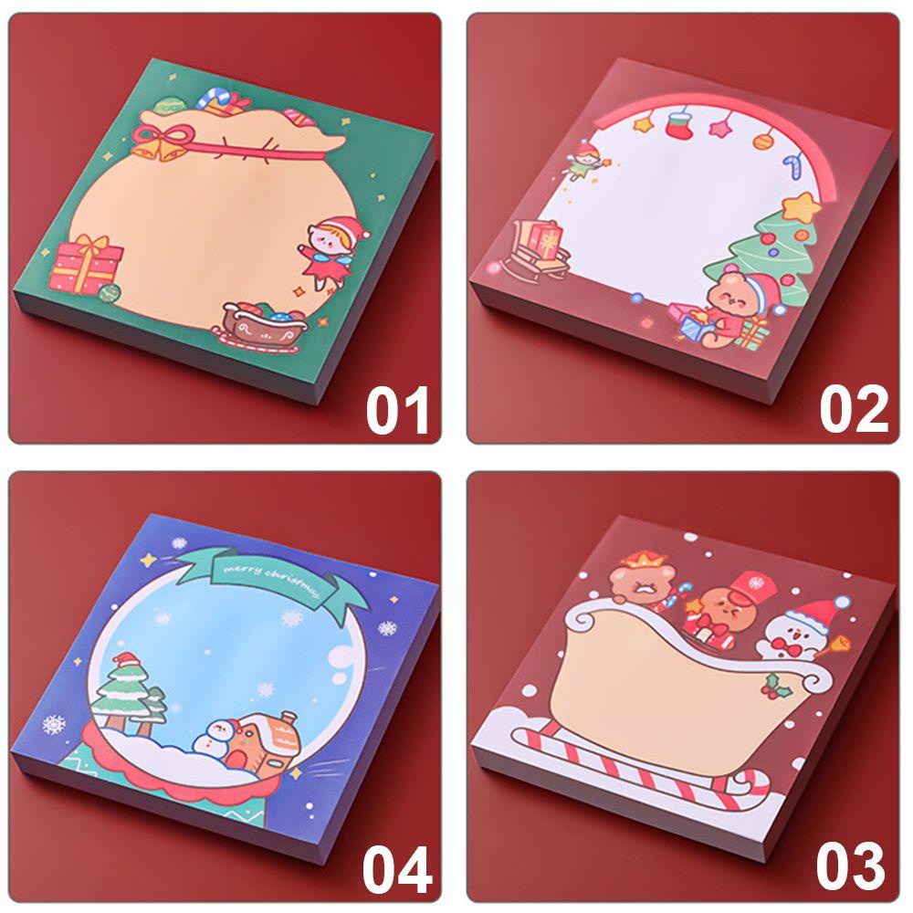 Memo Pads Natal Agustinina Kawaii 50lembar Kertas Notepad Santa Perlengkapan Kantor Self-Adhesive Sticky Notes