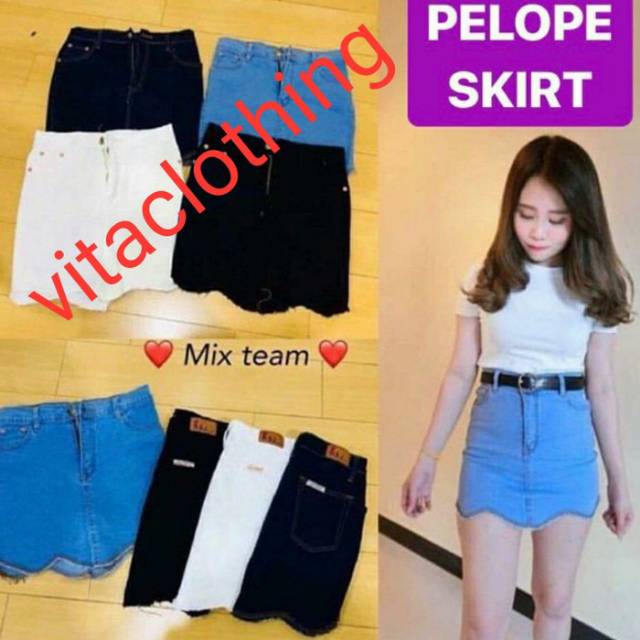 Pelope Skrit,Rok Jeans wanita import Bkk