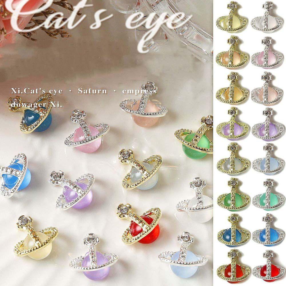 Mxbeauty Berlian Imitasi Warna-Warni Bentuk Mata Kucing 3D Untuk Aksesoris Perhiasan Kuku Wanita