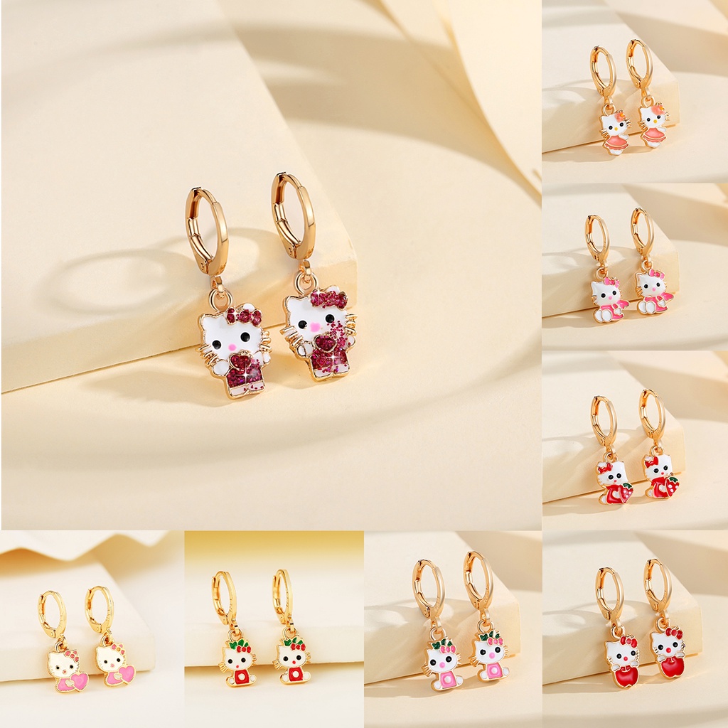 Y531【COD】Hello Kitty Earrings Anak Titanium Stainless Steel Earrings Girls Anting-Anting