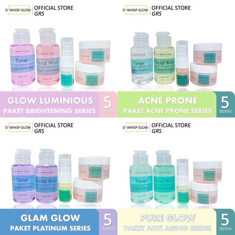 ELEORA DWHISP SKINCARE PAKET PERAWATAN GLOWING WHITENING ANTI AGING JERAWAT ACNE PEMUTIH ecer BPOM