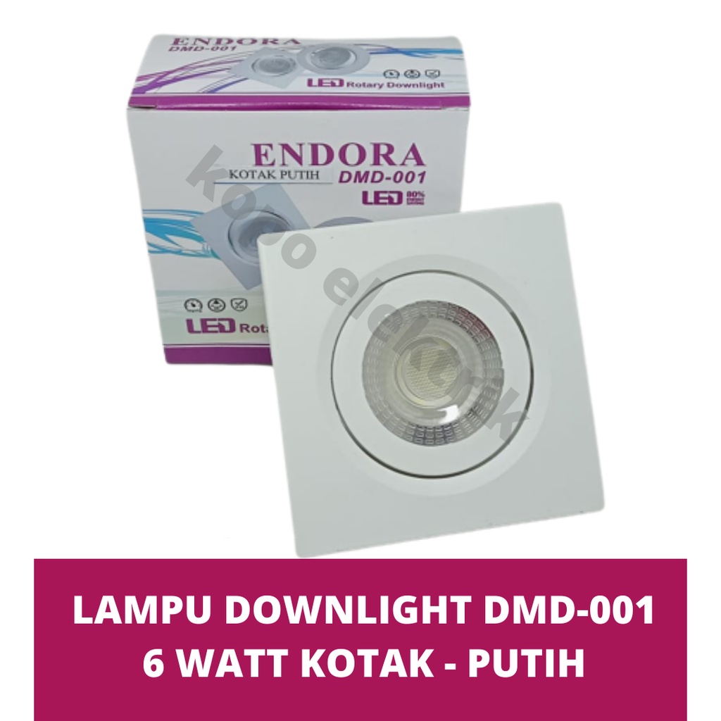 Lampu Downlight Spotlight Rotary 6 Watt Kotak - Putih