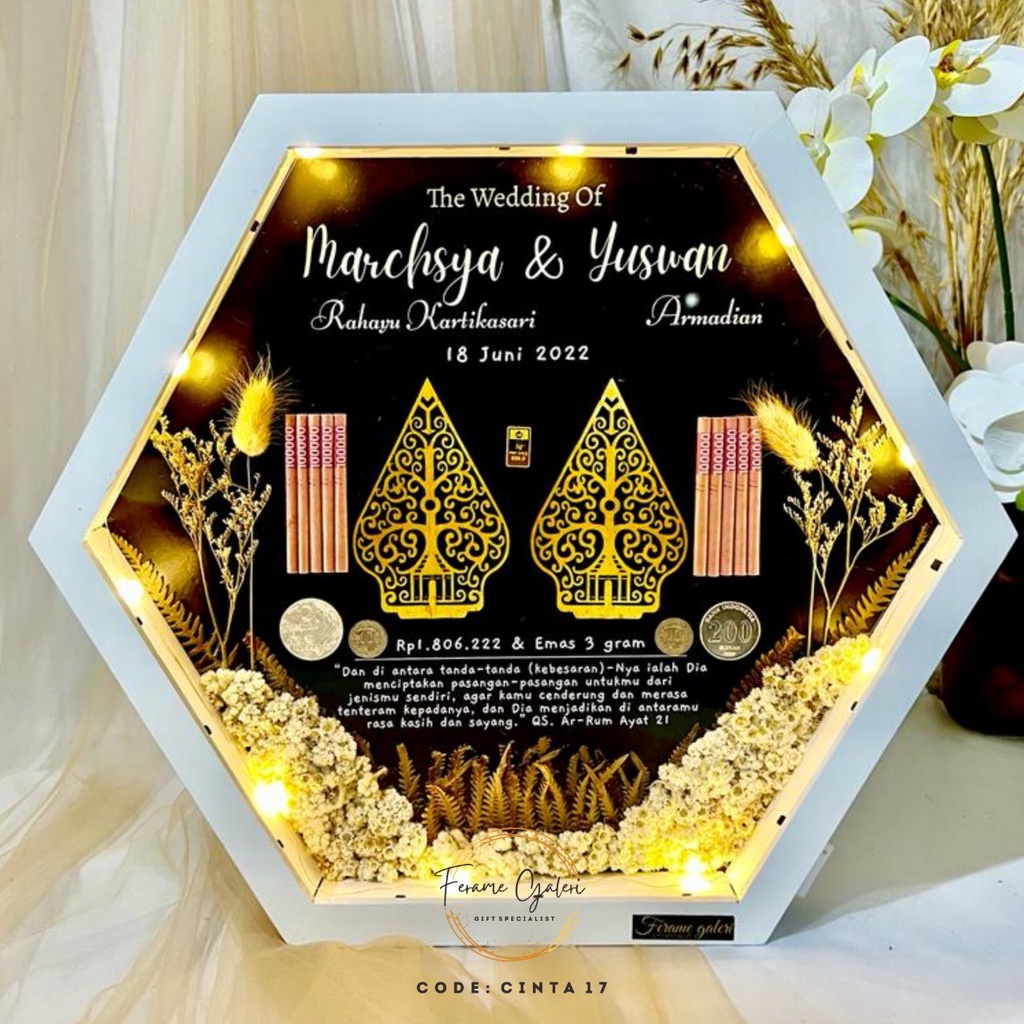 Mahar Pernikahan Wayang / Bingkai Mahar Pernikahan Gunungan Wayang /Frame Mahar 3D  Rustic  by Ferame Galeri