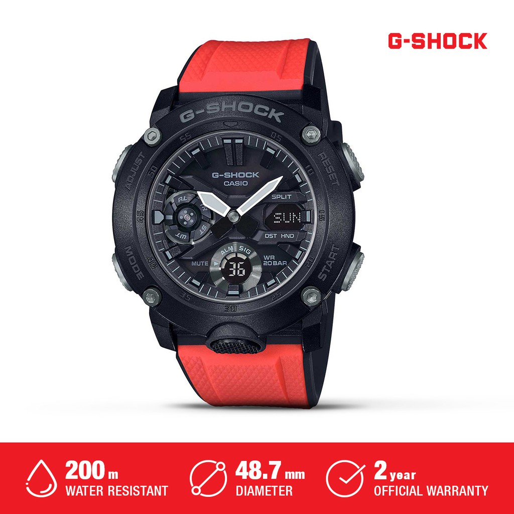 Casio G-Shock Super Illuminator Original GA-2000E-4DR Jam Tangan Digital Analog Waterproof