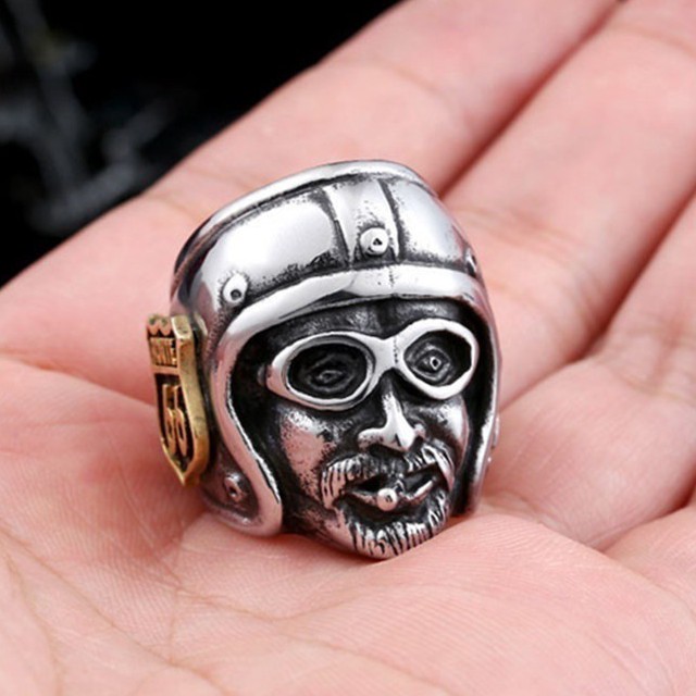 SEUSUK  Cincin Gaya Punk Vintage Gothic Amerika Route 66 Warna Silver / Gold untuk Motor