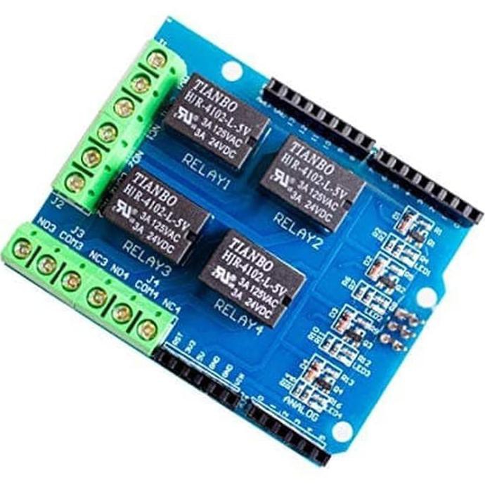 Ini Relay Shield 5V 4 Channel For Arduino Uno Mega Expansion Board V1.0 Ananv3 Ori