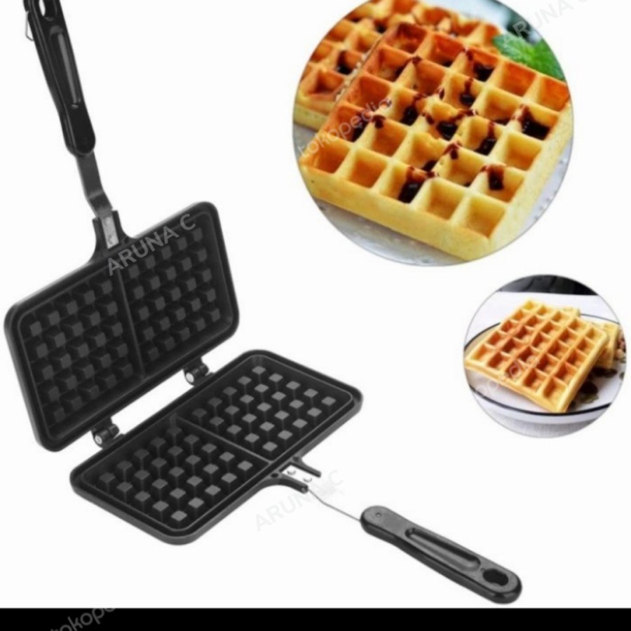 Cetakan kue Waffle Croffle Maker Bentuk PERSEGI PANJANG - Tempat buat Wafel Roti Donat Croissant Anti Lengket Marble coated belgian - Alat Mesin croffel crofel waffel