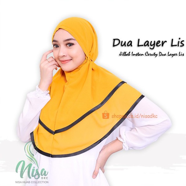 Jilbab Siria Dua Layer List Hijab Instant Ceruty Babydoll Bergo Non Pet