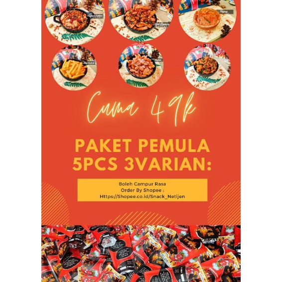 

Paket Reseller Pemula Snack Netijen Isi 5Pcs Campur 3Varian Cemilan Kekinian Premium