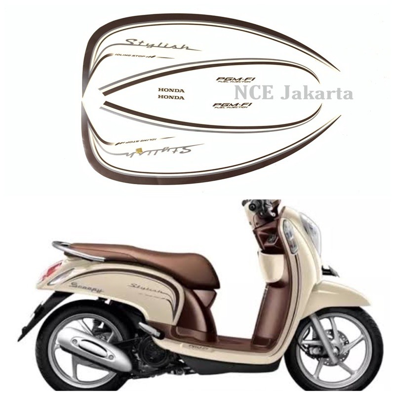 STIKER STRIPING SCOOPY STYLISH 2016 CREAM KREM