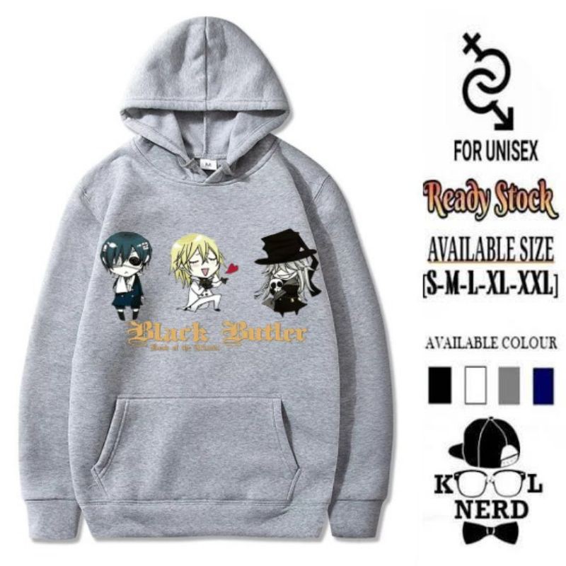 BLACK BUTLER ANIME HOODIE BOOK OF THE ATLANTIC CHIBI DESIGN CHARACTER ~ READY SIZE S-XXL
