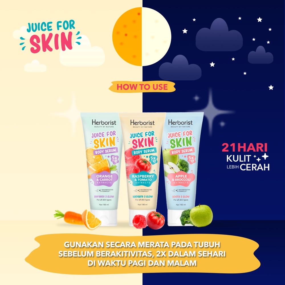 Herborist Juice For Skin Body Serum 180ml Mencerahkan Dalam 21 Hari - Apple &amp; Broccoli