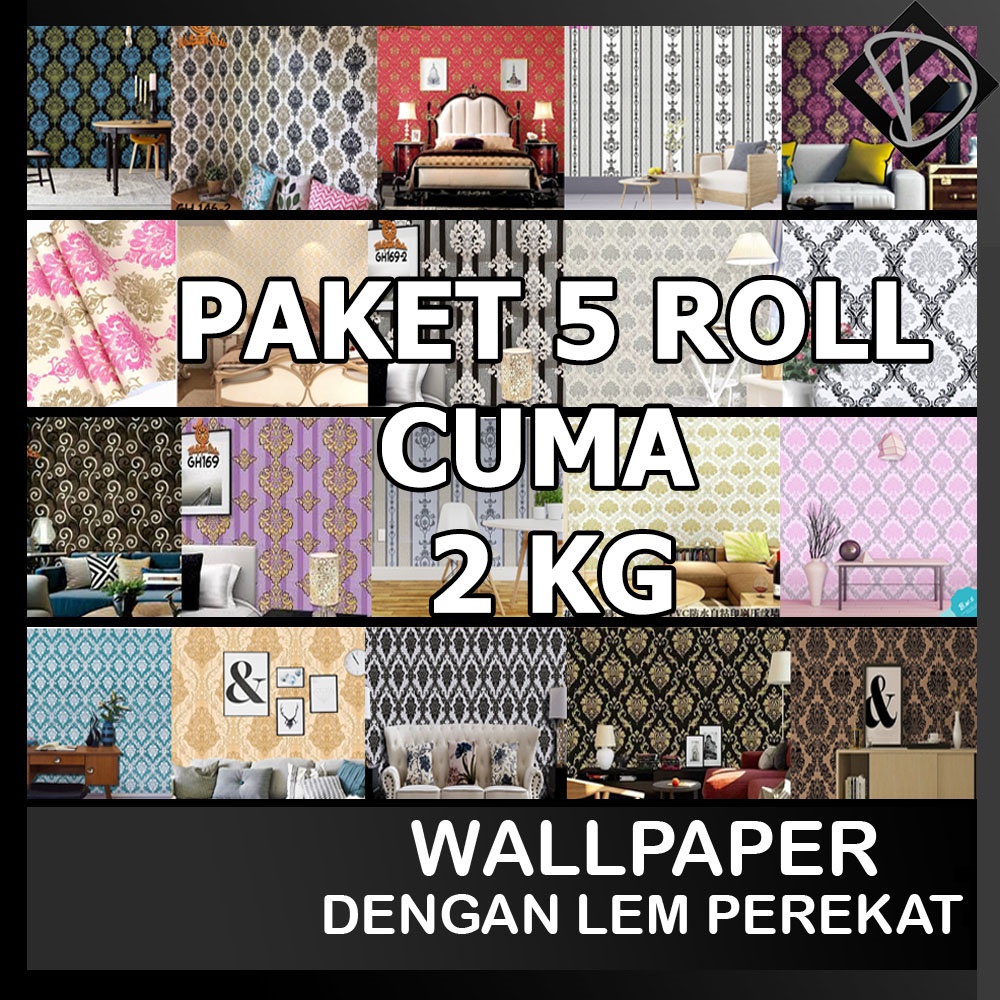 [COD] Paket 5 Roll Wallpaper Stiker Dinding | Walpaper Dinding Batik Termurah