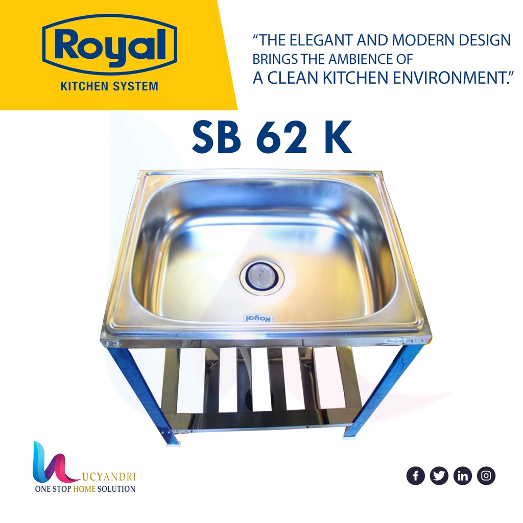 SINK BAK CUCI PIRING PORTABLE ROYAL SB 62 K SB62K STAINLESS STEEL