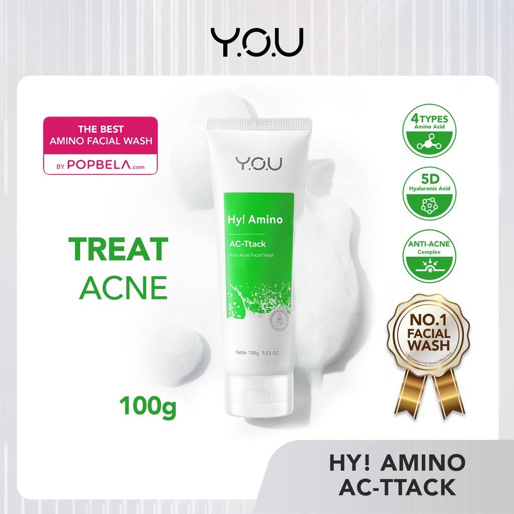 YOU Hy! AMINO FACIAL WASH | Oil Control, Hydrating, Brightening, Anti Acne, Sabun Cuci Muka hy amino YOU BEAUTY SKINCARE SUNSCREEN ACNEPLUS TRIPLE ACTION SPOT CARE FACE WASH ( YOU MAKEUPS OFFICIAL STORE )