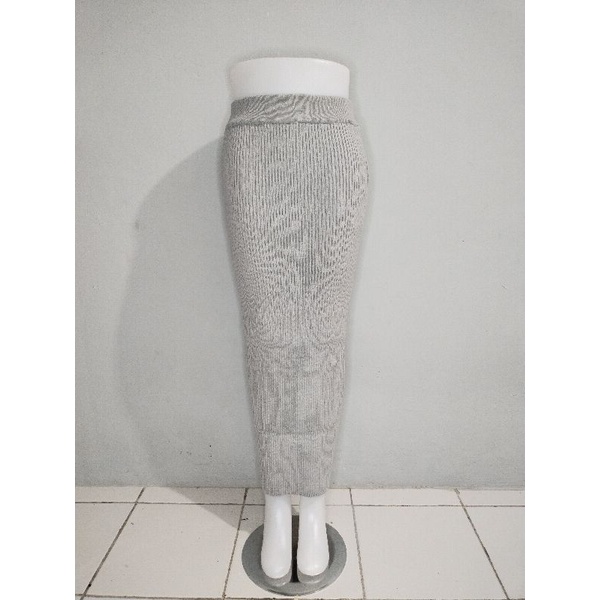 rajut premium, rok span rajut, rok span rajut, rok knit rajut premium-Abu silver