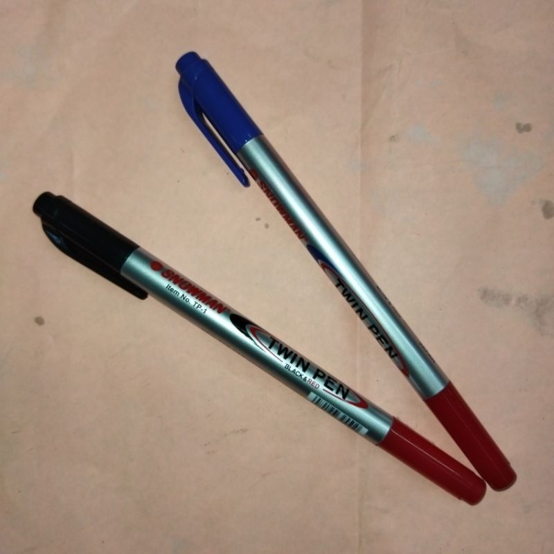 

Spidol 2 Warna twin pen Hitam merah dan biru merah