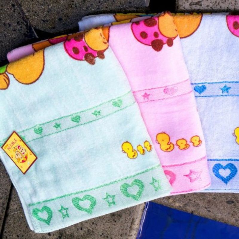 TWIN-HANDUK MANDI BAYI TWIN TANGGUNG WARNA SIZE 50X100cm-HANDUK BAYI LEMBUT