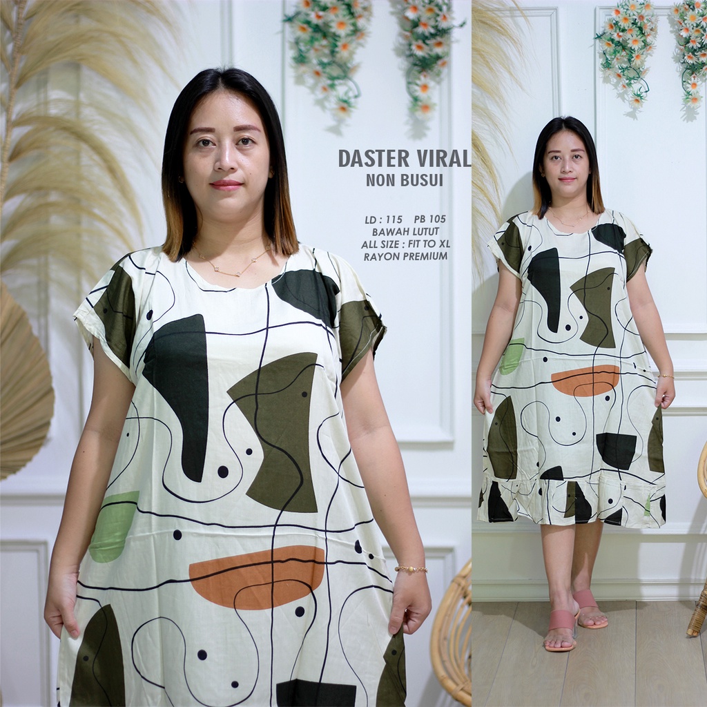 DASTER RUFFLE | DASTER VIRAL MOTIF | DASTER KEKINIAN | DASTER RAYON MURAH BAWAH LUTUT NON BUSUI-4