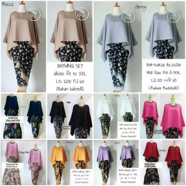 Set kebaya batwing baletoly baju wisuda murah jumbo undangan kekinian rok kain lilit atasan busui pu