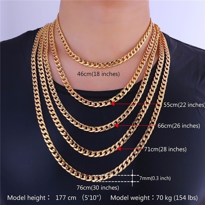 Kalung Rantai Emas 18K Lebar 6mm Panjang 20cm - 75cm Untuk Pria / Wanita